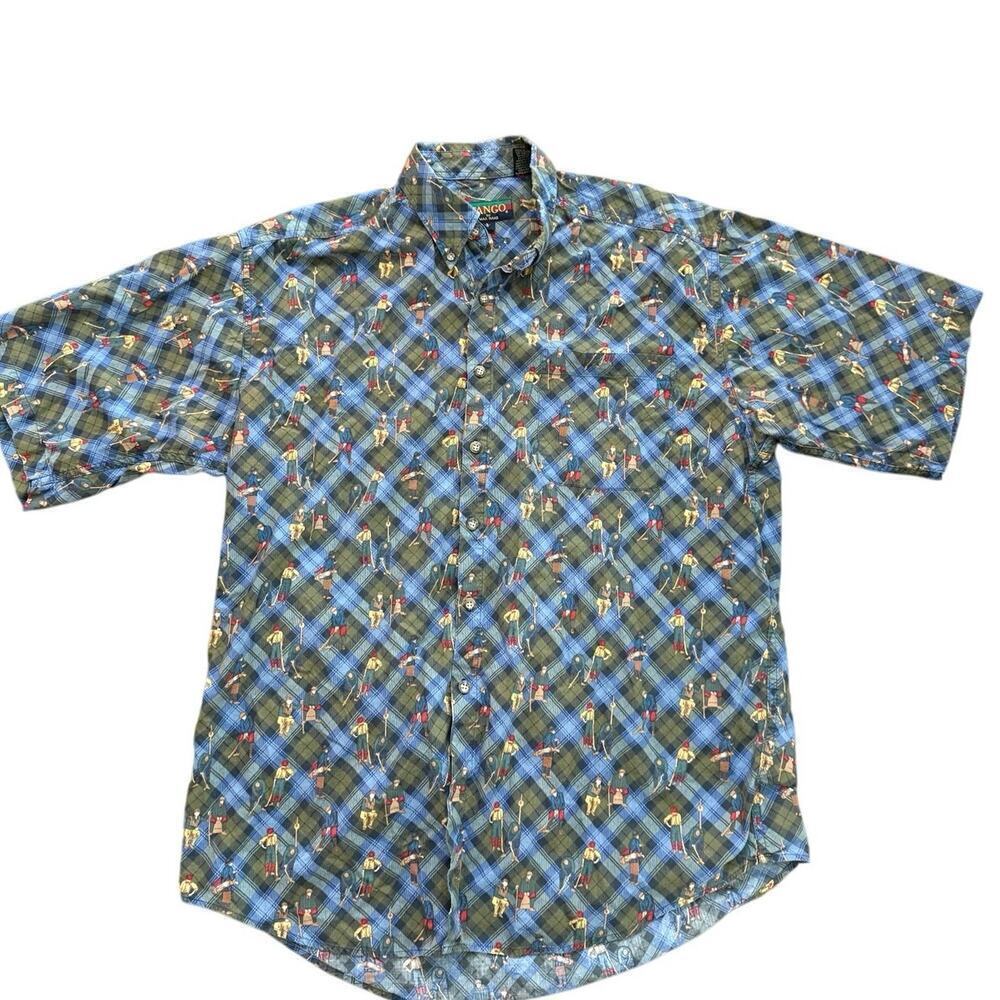 Vintage Tango Men's Button Up Short Sleeve Golf Shirt Size Large